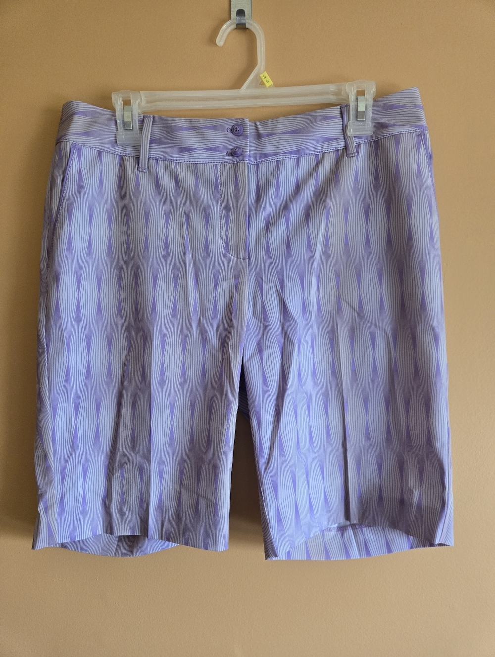 Annika Cutter & Buck Lavender Retro Striped Golf Shorts Waist=16.5"